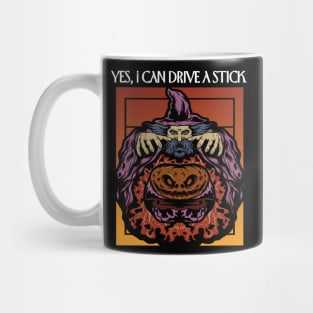 Yes I can drive a stick Wizard pumpkin Halloween Mug